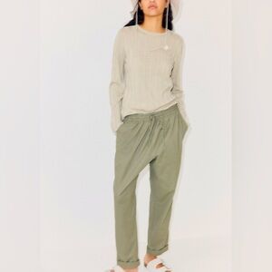 H&M 100% Linen Pants in Khaki Green
